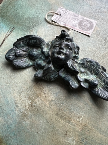 Picture of Verdigris Winged Cherub OOAK By Sandra Evertson  - SALE