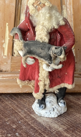 Picture of OOAK Santa & His Tuxedo Cat - Folk Art Santa by Debbee Thibault - inquire for price