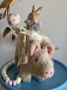 Picture of "Sweetheart Spring" - OOAK Bunny Rides a Pig by Nicol Sayre