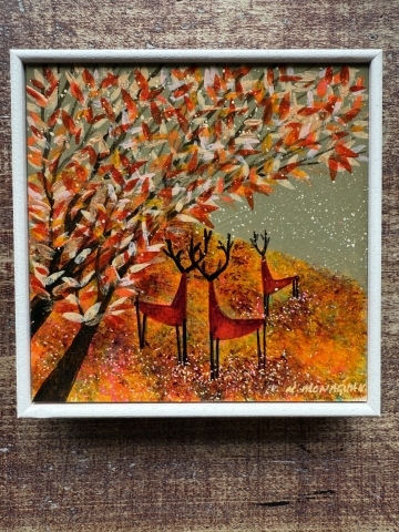 Picture of "Golden Sparkle Gathering" - 6x6 original art by Nikki Monaghan