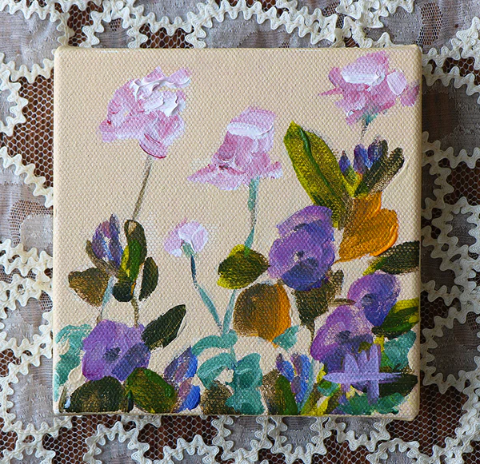 Picture of Wildflowers on Pale – 5x5 - by Angela Moulton - SALE