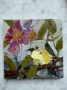 Picture of Bell's Vireo & Hibiscus - 6x6  - Original Art by Angela Moulton 