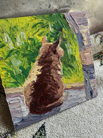 Picture of Basking Buddy - 5x6  - Original Art by Roxanne K Steed