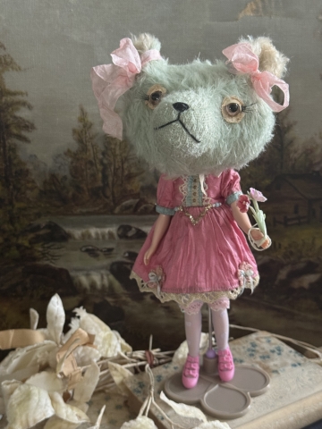 Picture of Teddy Blythe "Sally Sage" - ooak by Letty Worley wearing The Pumpkinbelle....and more fashion