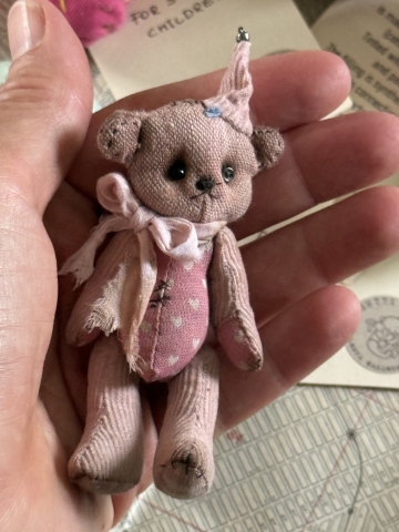 Picture of Party Boy Pink - ooak mini art toy by Olesya of Amici & Orsetti