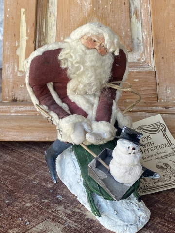 Picture of RARE "A Sledding Santa & His Snowman" - Early Edition by Debbee Thibault